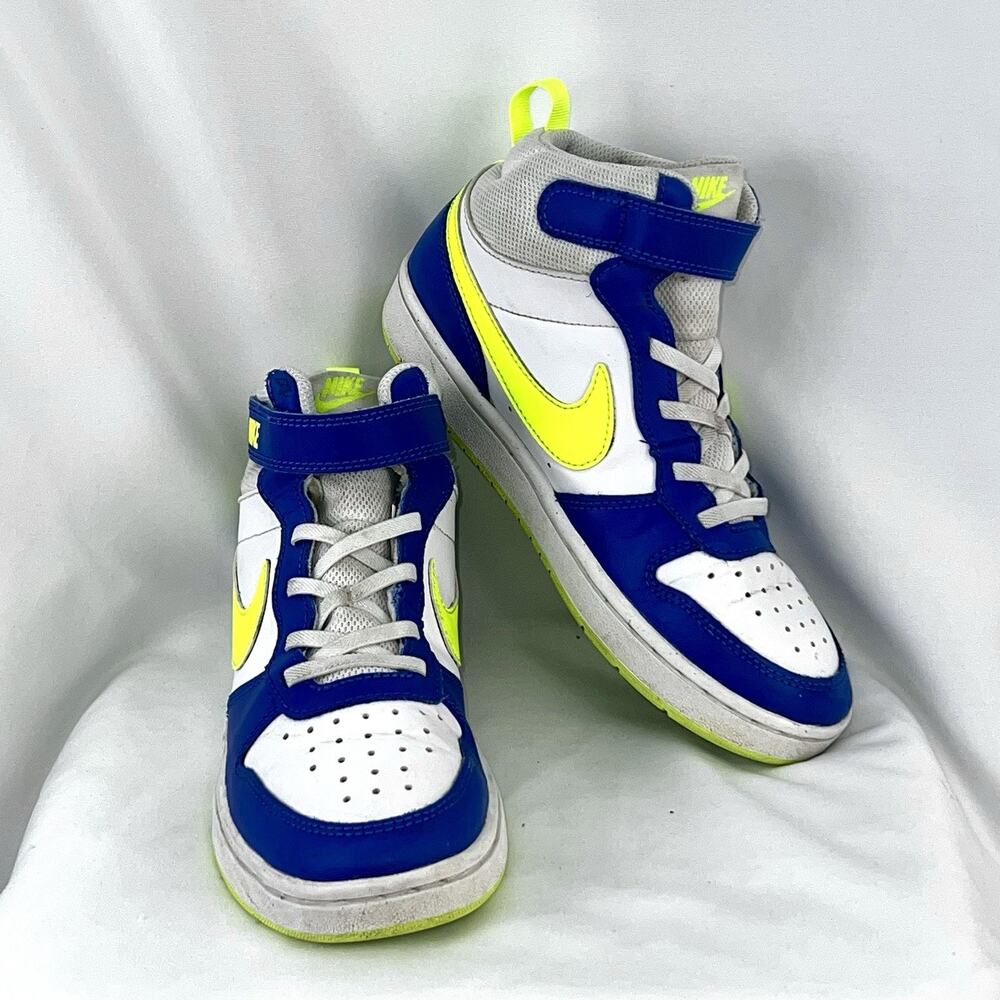Nike Court Borough Mid 2 Kids Sneakers Blue Volt White Size 3Y HJ9243-488